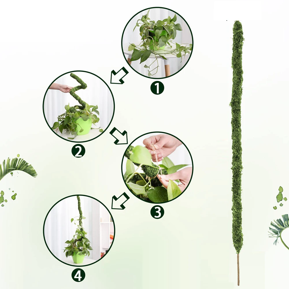 Description Picture 5 of item1PC Moss Pole Bendable Plant Stakes Handmade Slim Monstera Plant Support Moss Plant Sticks Support for Large Indoor Potted