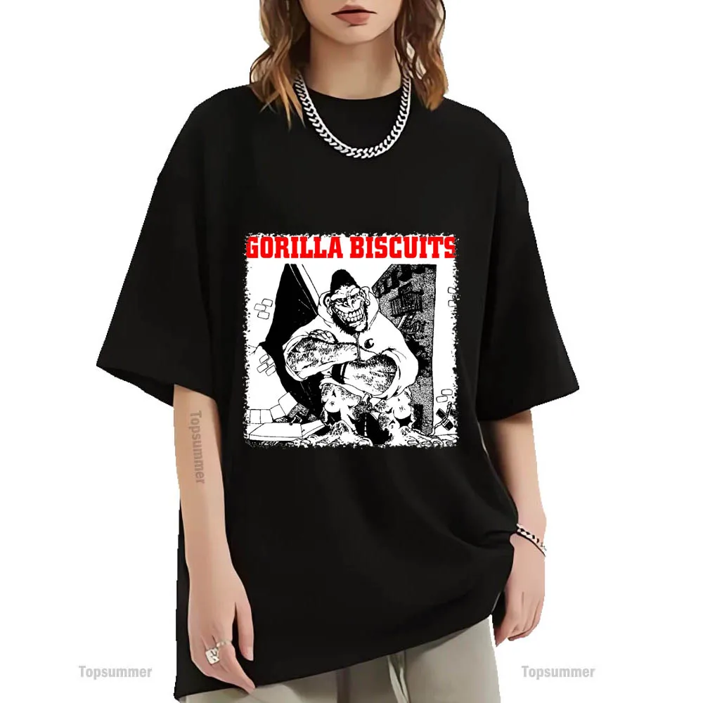 Gorilla Biscuits Album T-Shirt Gorilla Biscuits Tour T Shirt Uomo Allentato Streetwear Magliette Nere Donna Stampa Grafica Top