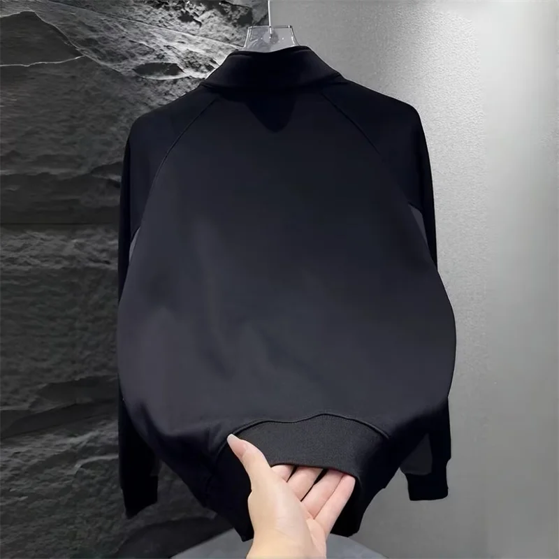 Men's Autumn Half-Zipper Polo Sweatshirt Stand-up Collar Pullover