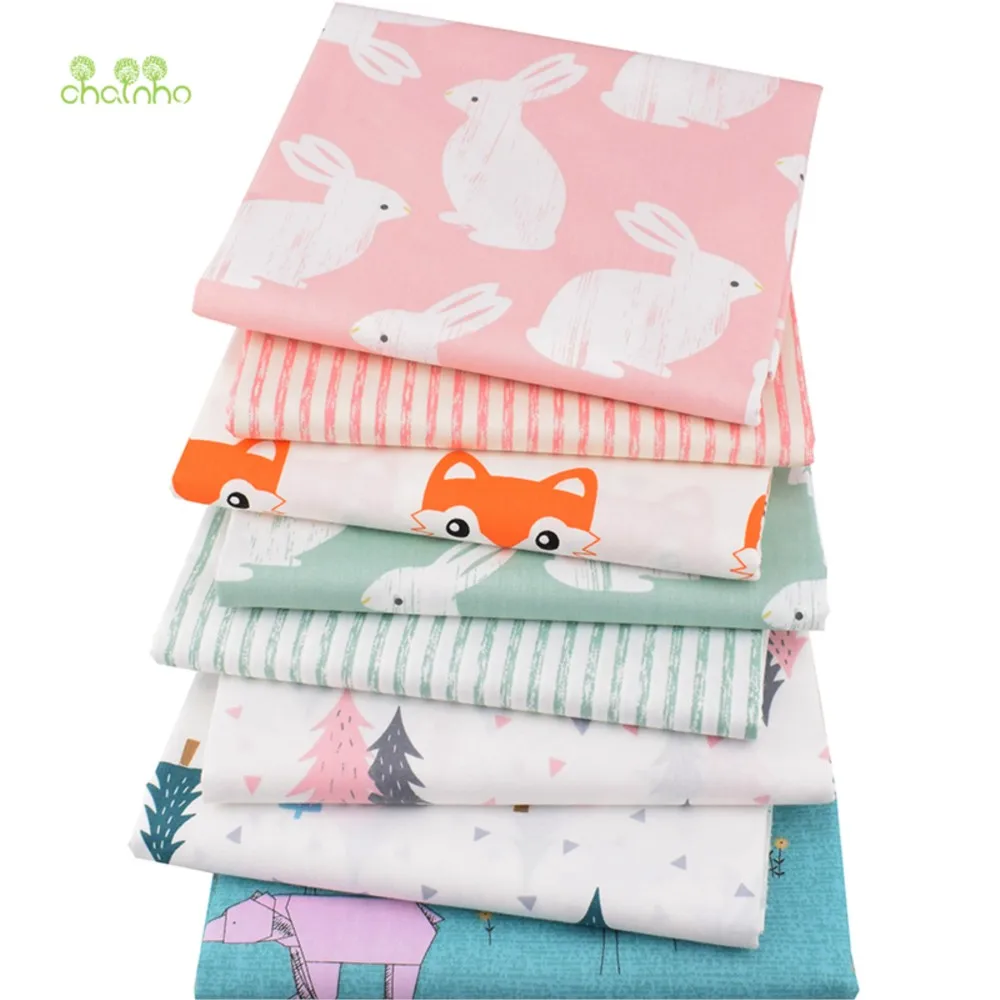 Chainho,Printed Twill Weave Cotton Fabric,DIY Sewing Quilting Material,Patchwork Cloth,8 Designs Cartoon Series,2 Sizes,15C314