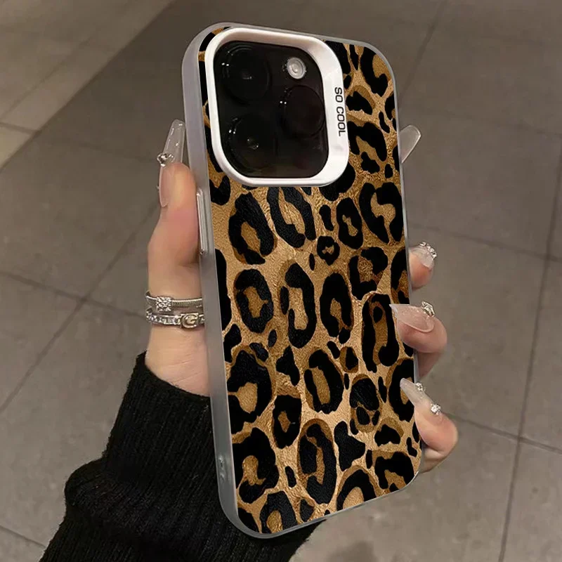 Brown Leopard Anti-Drop Armor Phone Case with Lens Protection
