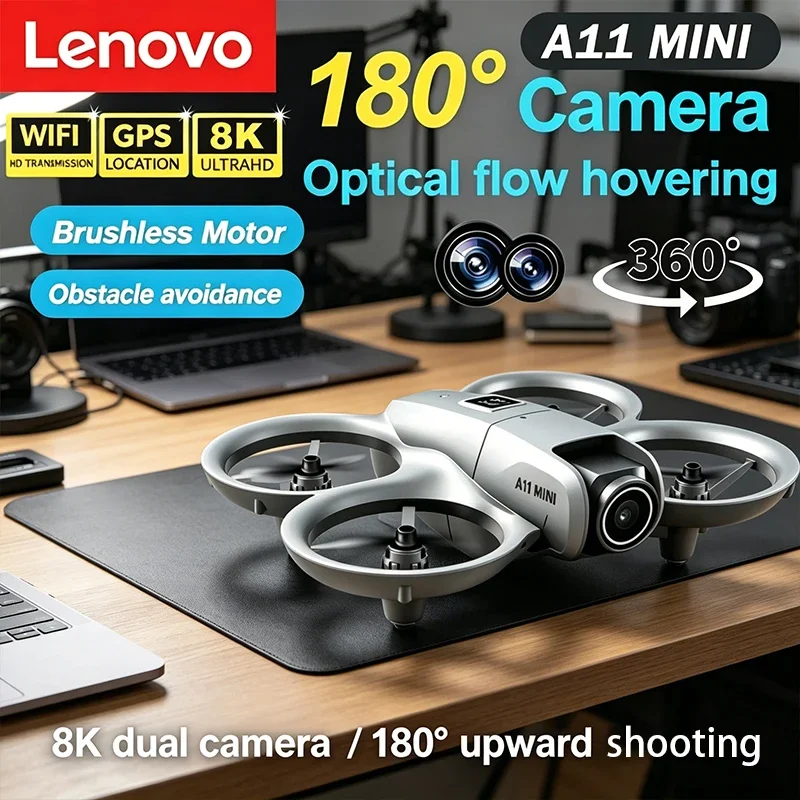 Vue rapprochée de la caméra 4K/8K du Mini Drone Selfie Lenovo A11 5G