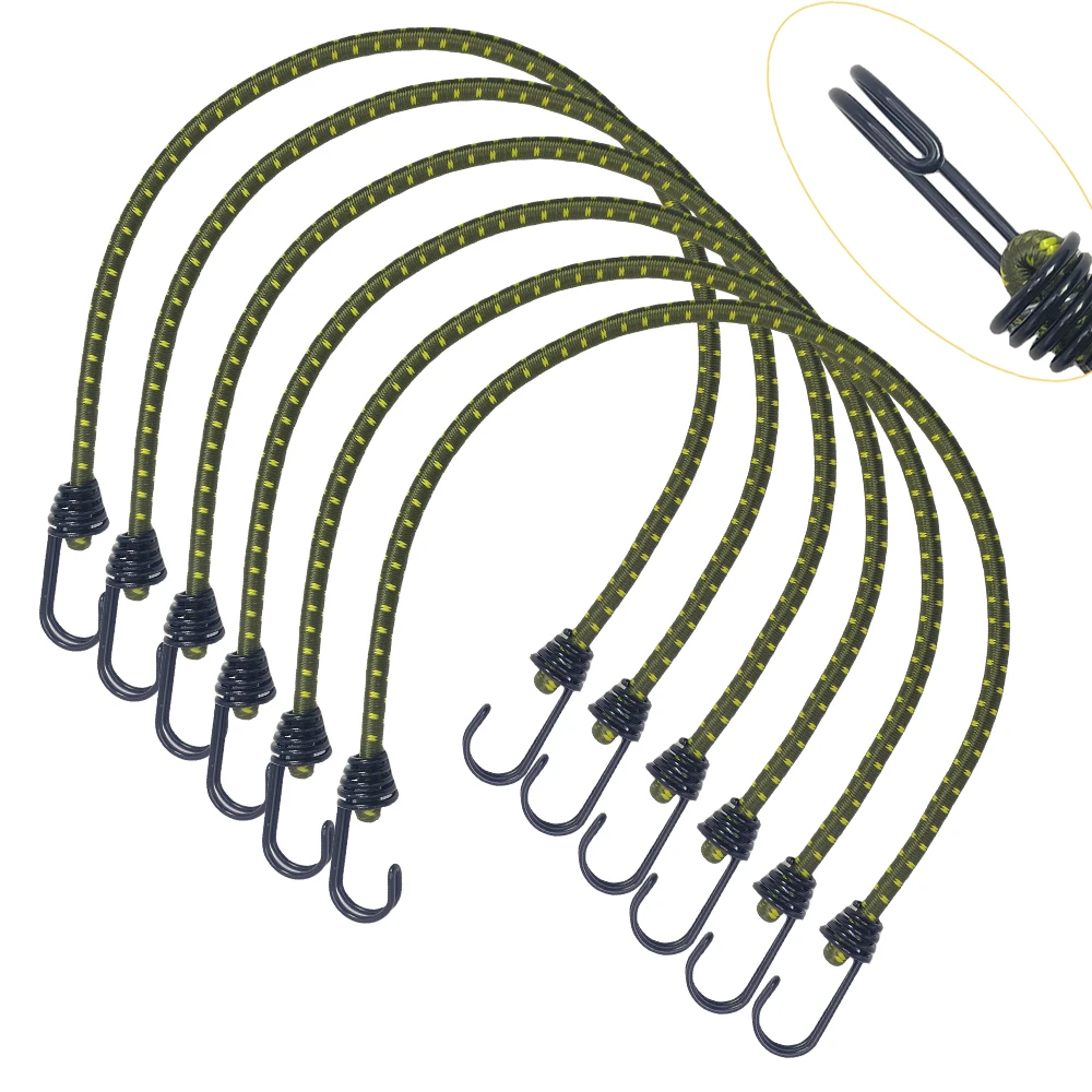 6Pcs 8mm Bungee Cord High Elasticity Rubber Tied Rope With Hooks Outdoor Tent Assembly Camping Luggage Outdoor Accessories