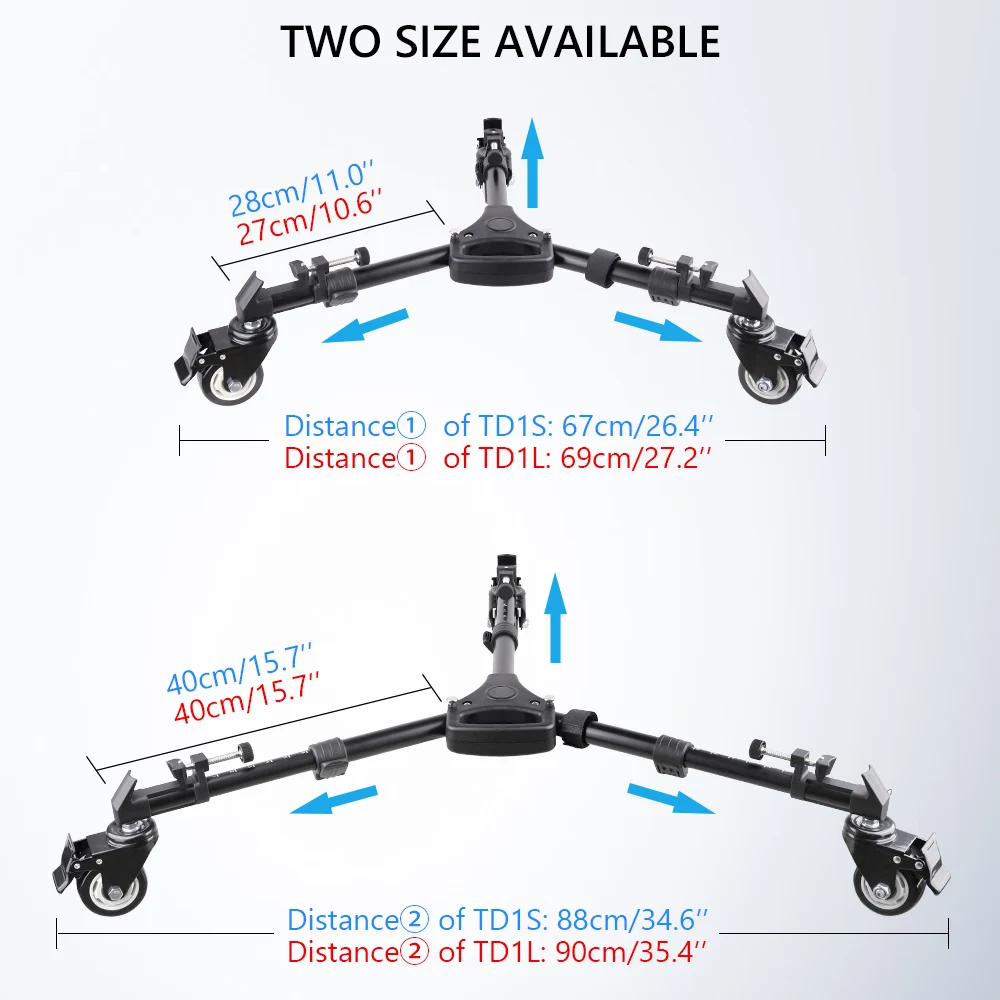 INNOREL TD1 전문 카메라 삼각대 돌리, 대부분의 삼각대와 호환 가능, 카메라, 캠코더 및 조명 장비에 적합