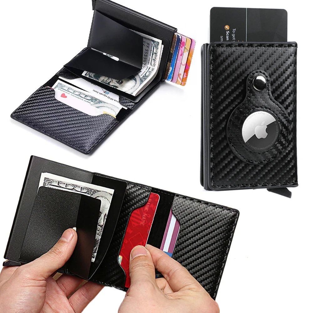 

Мужской бумажник airking RFID из углеродного волокна и кожи, выдвижной дизайн