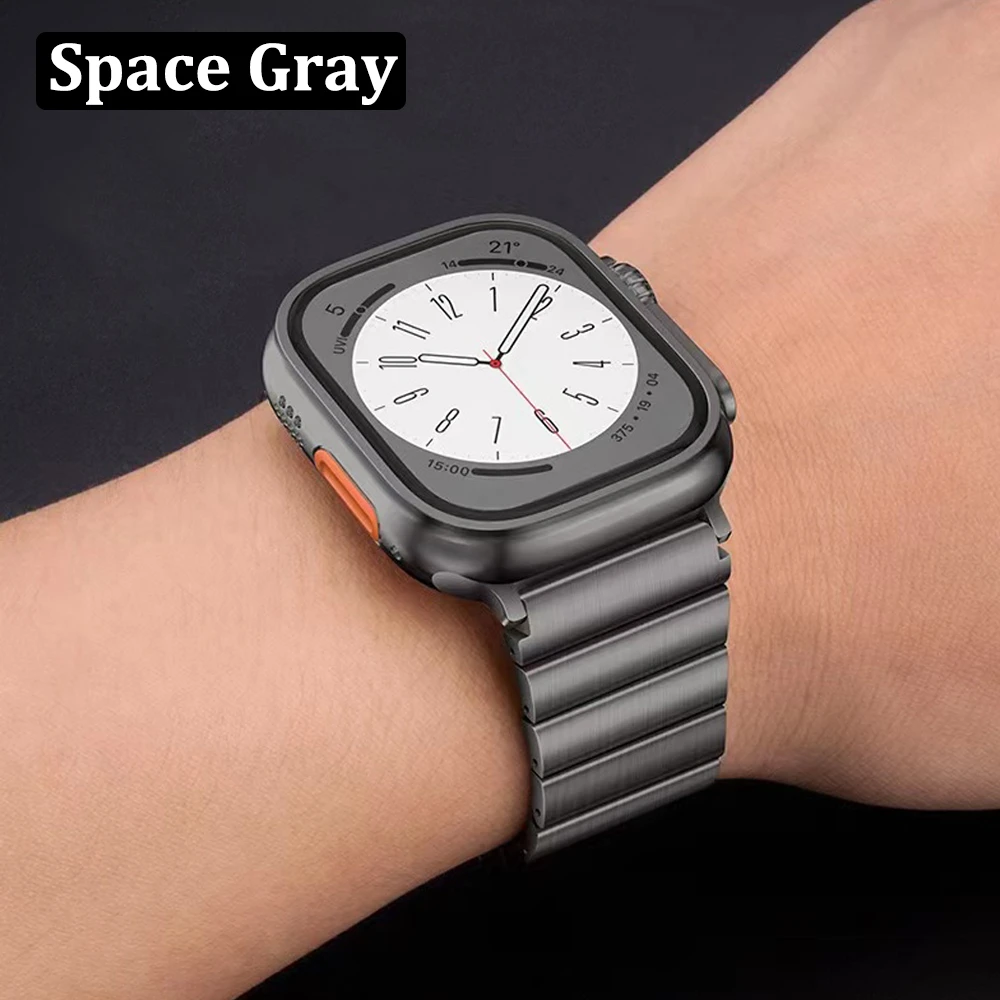 美品】純正 42~49mm Apple リンクブレスレット 倒せる シルバー