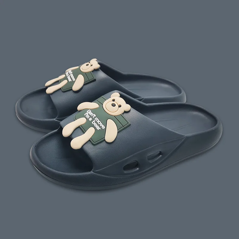 Women wearing slippers outside the bathroom  new summer indoor household soft-soled cartoon couple sandals and slippers men EVA