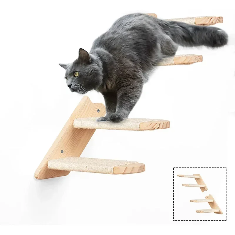 Cat Climbing Shelf Wall Mounted Reversible Four Stairs Eco-Friendly Sisal Rope Cat Stairs Pet Furniture Cat Tree Pet Wall Steps Cat Climbing Shelf Wall Mounted Reversible Four Stairs Eco-Friendly Sisal Rope Cat Stairs Pet Furniture Cat Tree Pet Wall Steps