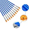 10Pcs/set Painting Brushes Art Round Flat Hair Nylon Hair Paint Brush Pen for Oil Acrylic Watercolor School Art Supplies 2