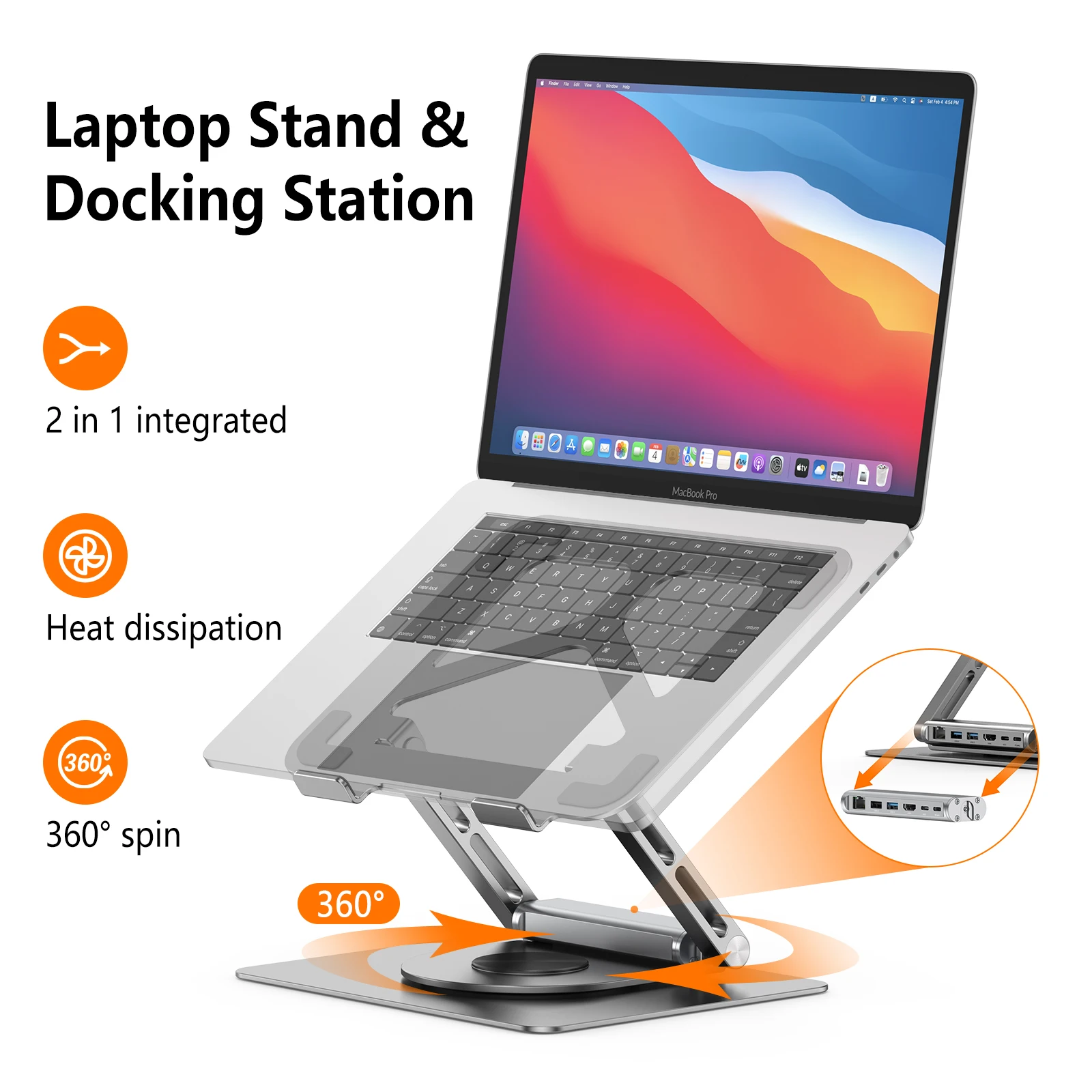 Supporto Per Docking Station Per Laptop Usb C Con Hub Usb C Rimovibile 4K Hdmi Usb 3.0 Per Macbook/Hp/Lenovo/Dell/Surface