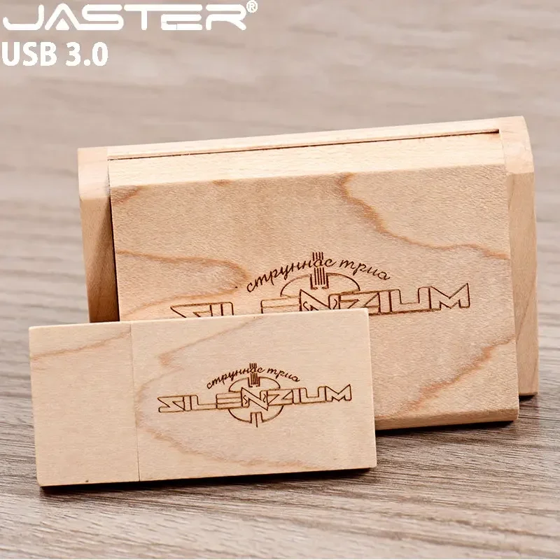 USB 3.0 플래시 드라이브 128GB 나무 고속 펜 드라이브 64GB 웨딩 사진 선물 상자 메모리 스틱 8GB 1개 무료 맞춤 로고