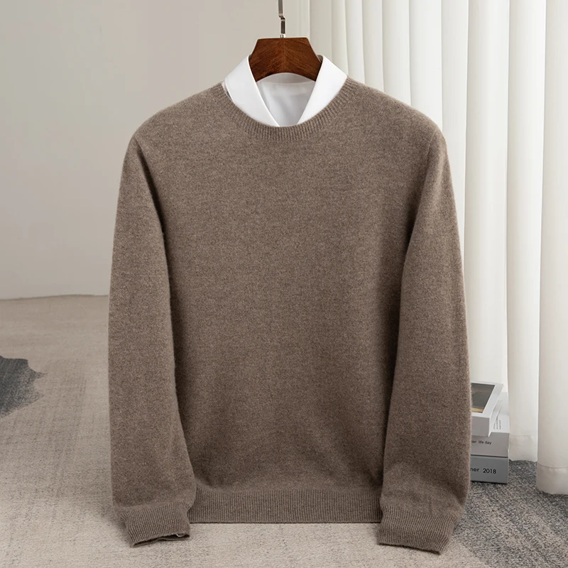 

Новинка Осень-Зима 100% чистый шерсть мужской деловой Повседневный пуловер с круглым вырезом свитер кашемировая нижняя рубашка.