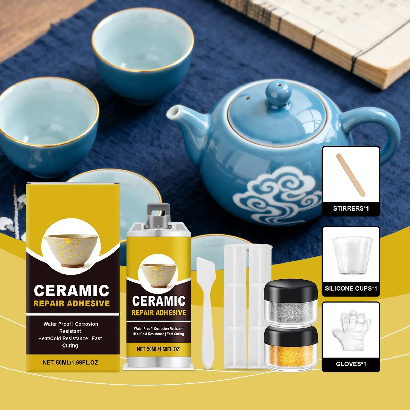 NEW Pottery Repair Kit Ceramic Glue Repair Kit For Pottery Adhesive Food Safe For Bathtub Vanity Plate Art Craft Figurines