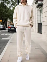 Sweat à capuche + pantalon de jogging pour hommes, couleur unie, ensemble deux pièces, à la mode, vêtements de sport décontractés en plein air, survêtement pour hommes, automne et hiver 4