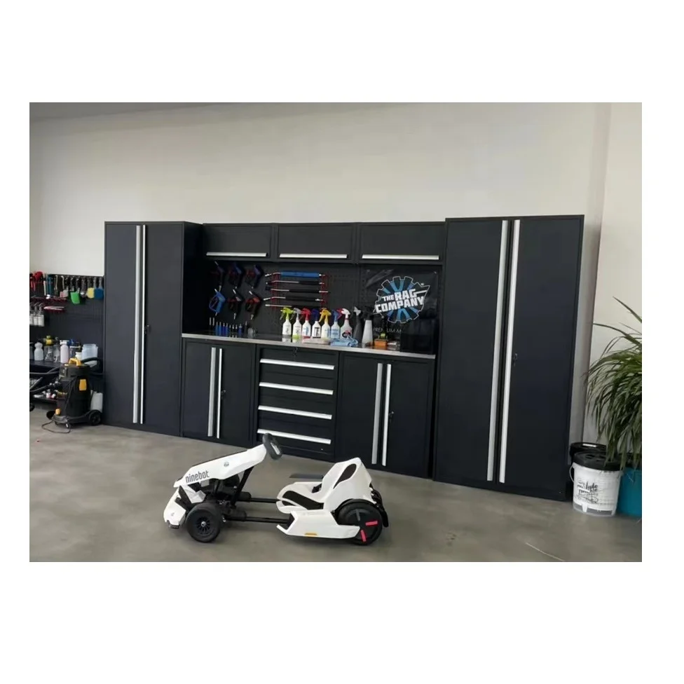 

JZD factory garage cabinets storage for workshop steel tool cabinets with trolley pegboard workbench combination toolbox