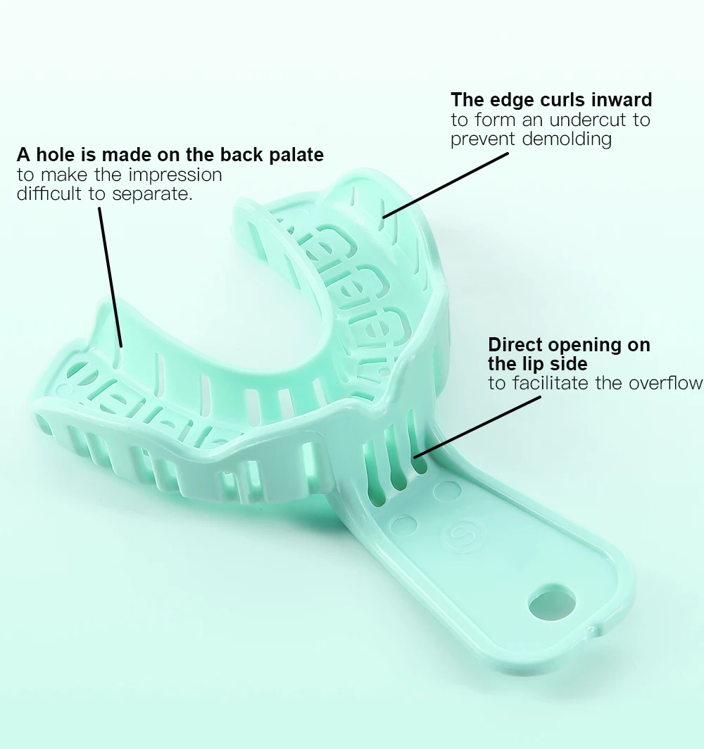 6 Teile/satz JOY DENTAL Dental Abdruck Trays Grün Voller Mund für Zähne Form Tablett Große/Medium/Kleine – Detail 8