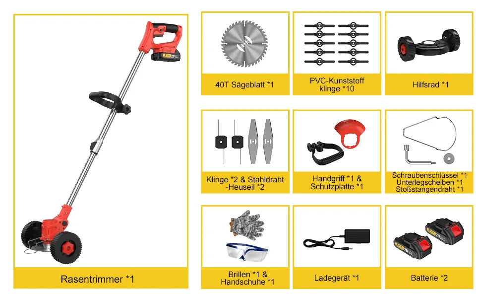Conentool Elektrischer Rasenmäher, handgehaltener, längenverstellbarer Schneider, kabelloser Garten-Grasschneider für Makita 21 V-Batterien – Detail 9