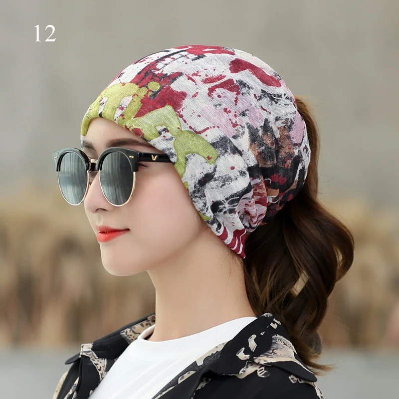 Women's Beanies Caps Printed Pullover Cap Chemotherapy Cap Pile Pile Cap Outdoor Hat Turban Cap Spring and Summer Breathable Cap 2