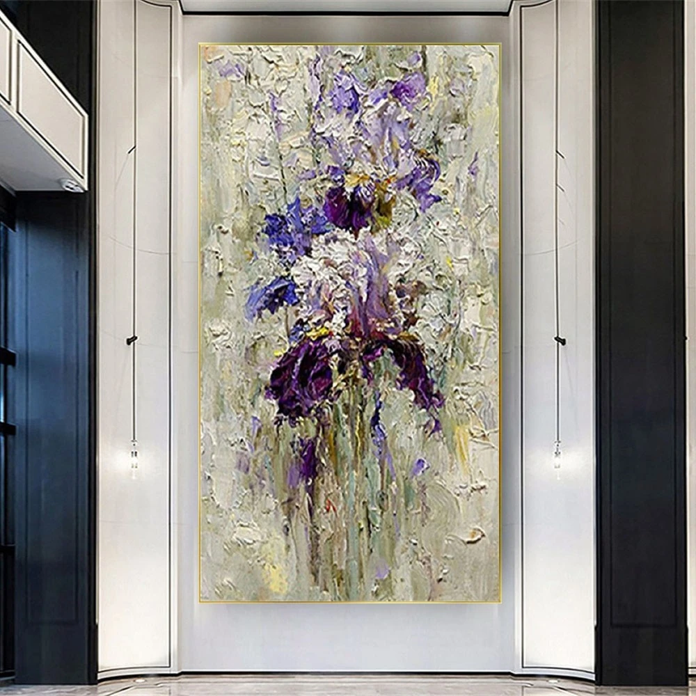 

Nordic Abstract Mural 100% Hand-Painted Flower Oil Painting On Fabric Panel Art Wall Picture Canvas Poster Artwork For Home Deco
