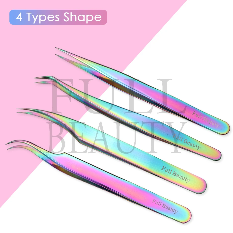 Nails Art Tweezers Eyelash Extension Forceps Makeup Beauty Nipper Care Tools Chameleon Curved Straight Stainless Steel