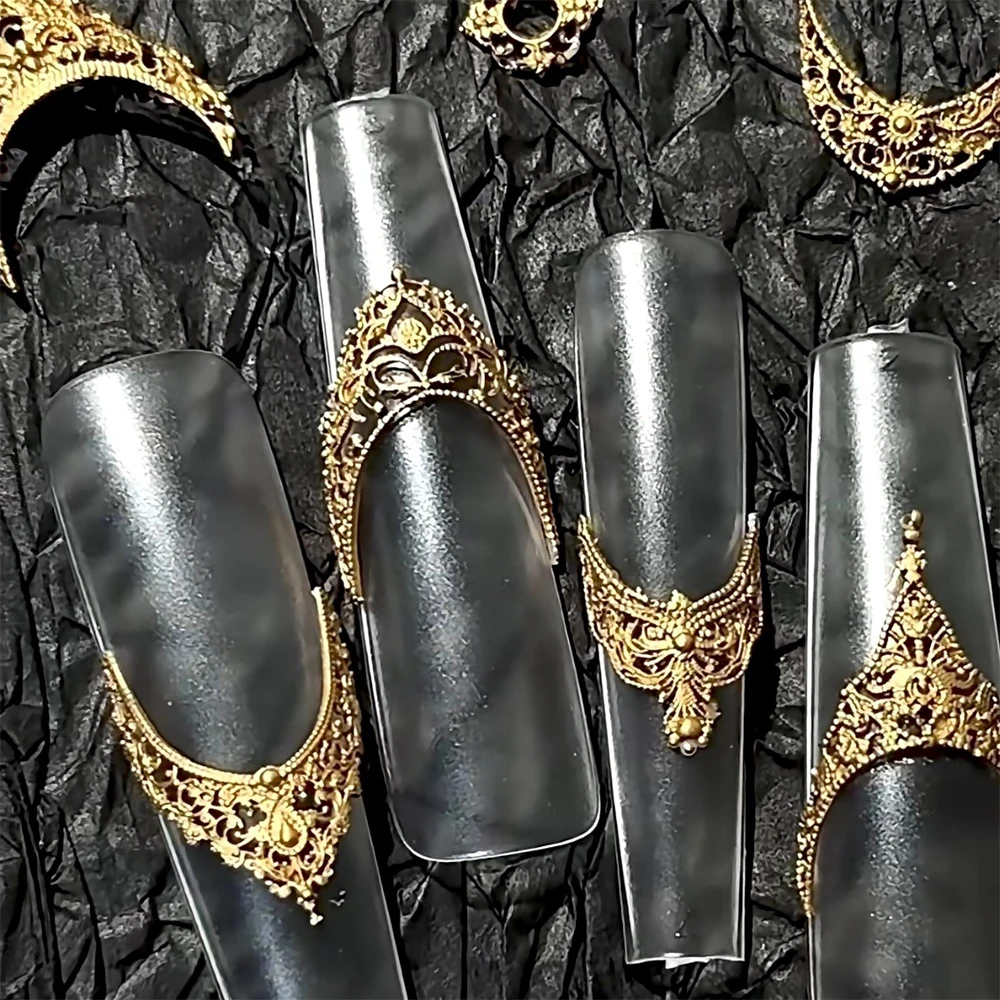 3D 실리콘 프렌치 목걸이 보석 네일 아크릴 몰드 레이스 하트 네일 참 몰드 바로크 스타일 재사용 가능한 매니큐어 조각 도구