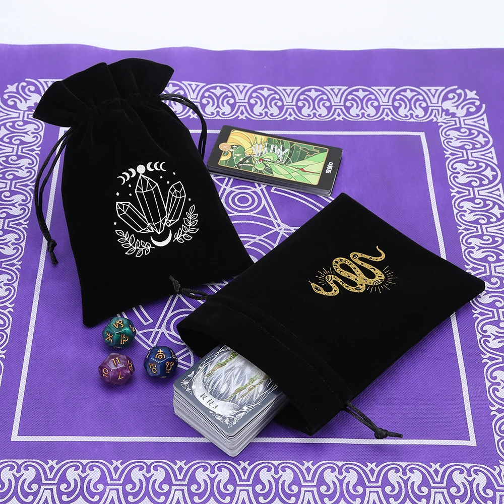 Borsa Porta Tarocchi Con Coulisse In Flanella | Custodia Morbida Per Mazzo Carte Oracle E Divinazione | Sacca Foderata Multicolore - 2