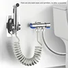 1 Set 304 Stainless Steel Wire Drawing Non-Punching Booster Toilet Spray Gun - Female Washing Device with Small Flower Sprinkler 1