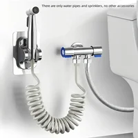1 Set 304 Stainless Steel Wire Drawing Non-Punching Booster Toilet Spray Gun - Female Washing Device with Small Flower Sprinkler 1