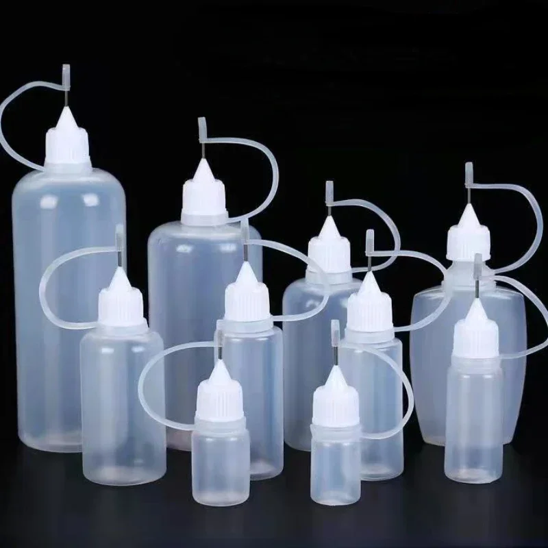 2Pcs Art Squeeze Plastic Bottle Dispensing Needle Sealing Cap Bottle Needle Tip Glue Liquid Dispenser Applicator glue applicator bottle