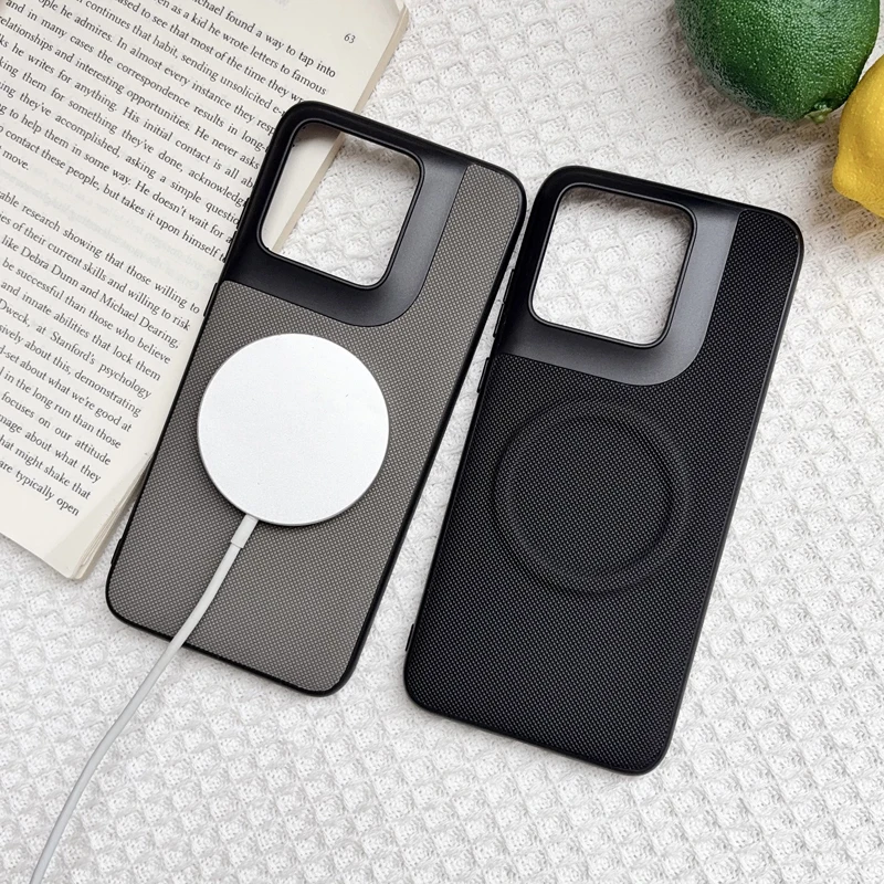Magnetic Soft TPU + Diamond Pattern PU Leather Anti-Fingerprint Case