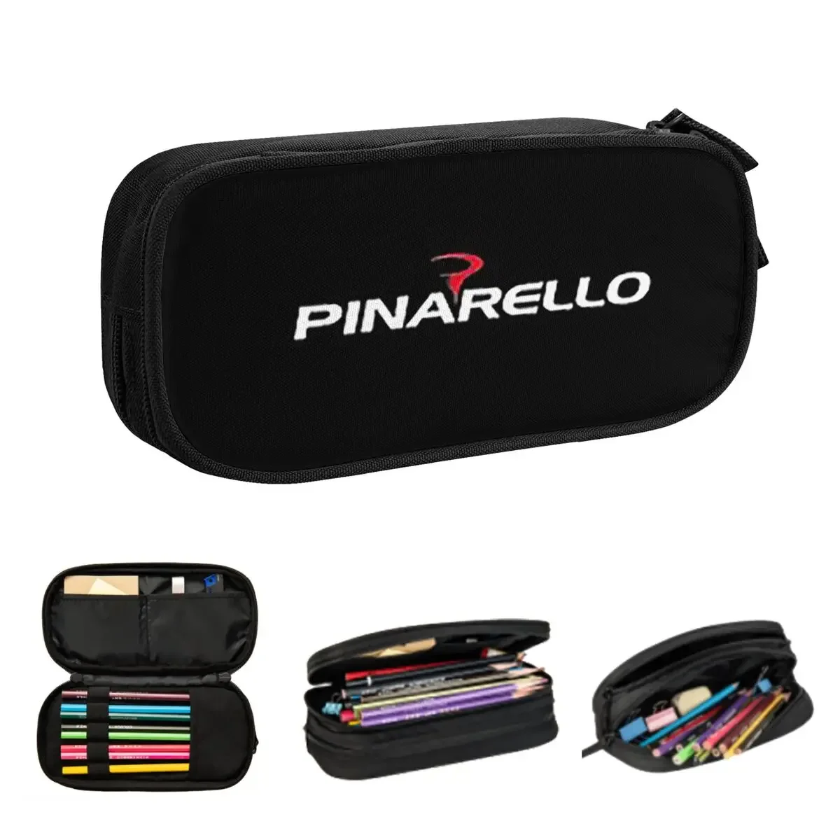 White Script Pinarello Bikes Pencil Cases Large Capacity Pen Bags Pen Box Pencil Pouch For Boys Girls Stationery School Office