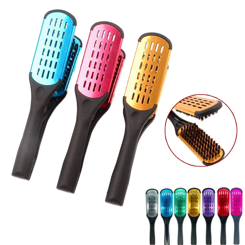 Pro Hairdressing Straightener Nylon Hair Straightening Double Brushes V