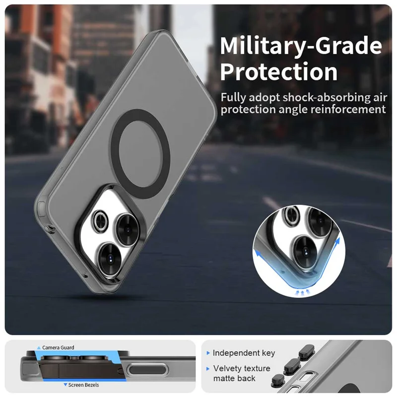 Magnetic Luxury Translucent Armor Shockproof Case with MagSafe Wireless Charging Compatibility