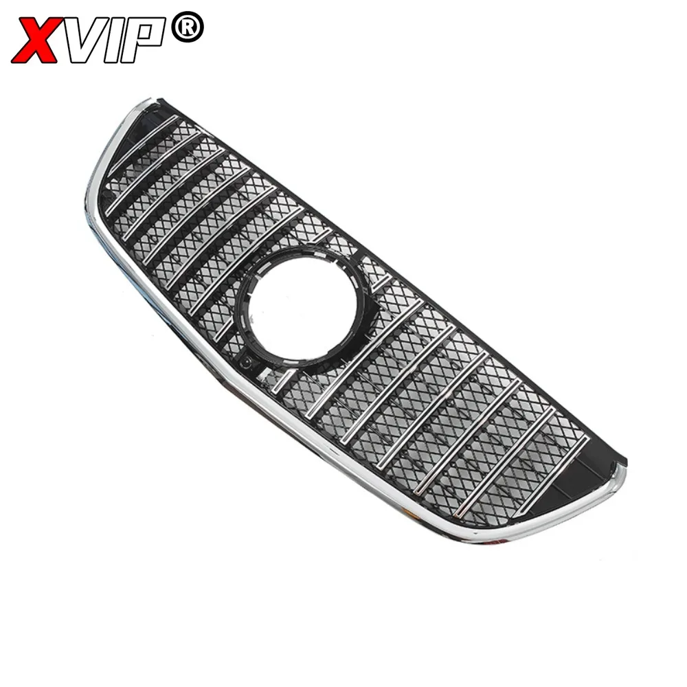 XVIP 글로시 블랙 GTR 스타일 프론트 레이싱 그릴 실버 범퍼 그릴 어퍼 그릴 (메르세데스 벤츠 V-클래스 W447 2016-2020 비토 용)