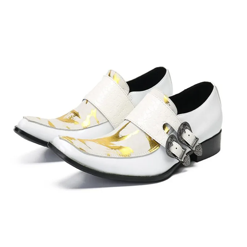

Handmade Men Shoes Square Toe Genuine Leather Shoes Male Formal White Wedding Dres Shoes Men's Flats Business Zapatos Hombre