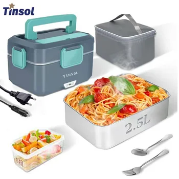TINSOL New 3.5L Electric Heated Lunch Box No Water Refillable Food Heated Lunch Box Car Work Lunch Heater 90W Fast Heating 1