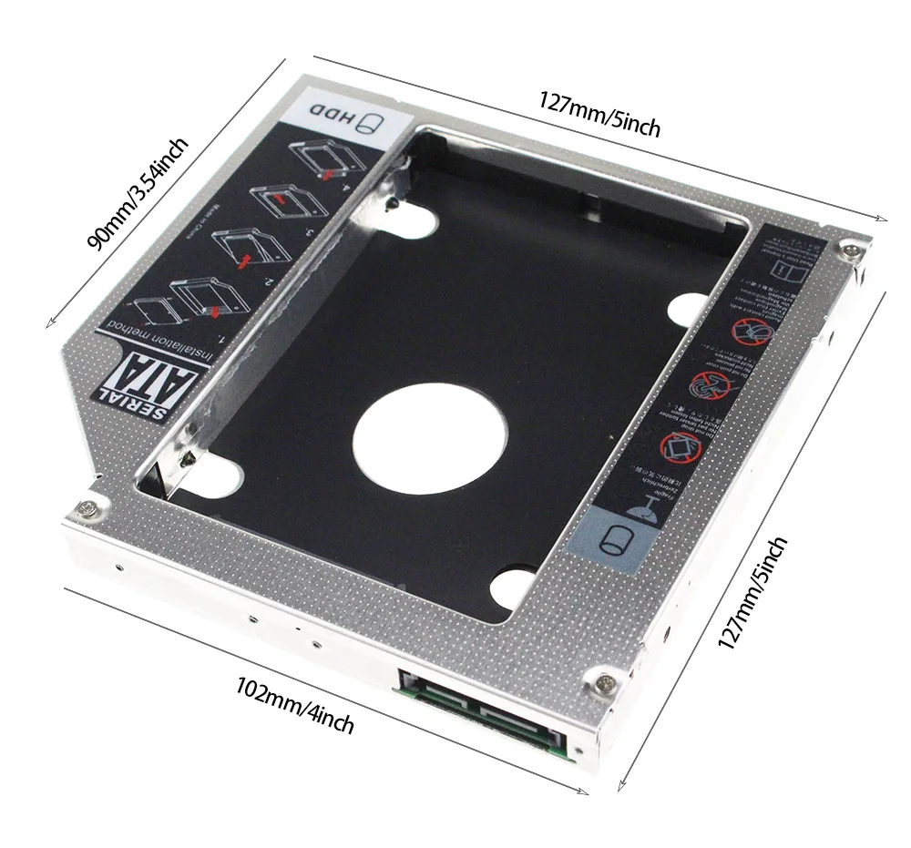 12.7mm Aluminum Metal Material 2nd HDD Caddy SATA To SATA 2.5" SSD HDD Case For Laptop ODD DVD/CD-ROM Optibay