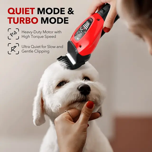 DOGCARE Dog Grooming Clippers Intelligent Low Noise 3-Mode Heavy-Duty Dog Hair Clippers with LED Display Machine Grooming Kit 3