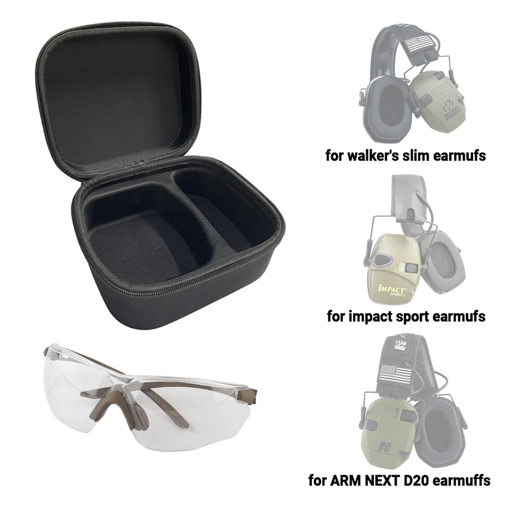 Tactical Headphones EVA Box and Goggles Kit for Foldable Headset Storage，Fit Outdoor Hunting Shooting&Travel Camping Game Hiking