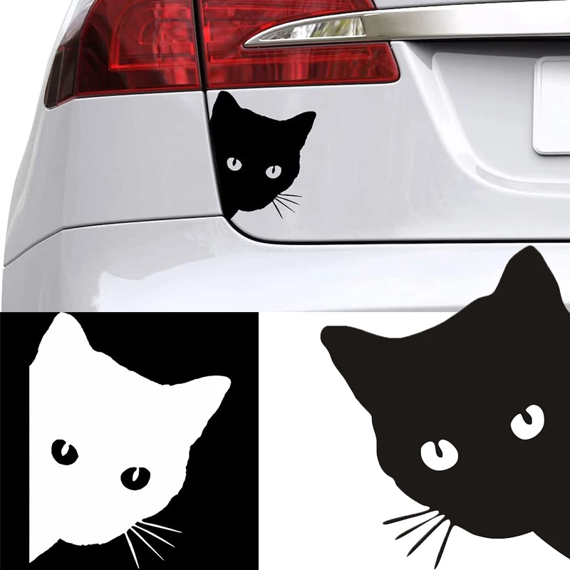 

Creative Black Cat Face Peeking Car Stickers Automotive Decal Window Decoration Reflective Sticker Window Door Sticker 2PCS