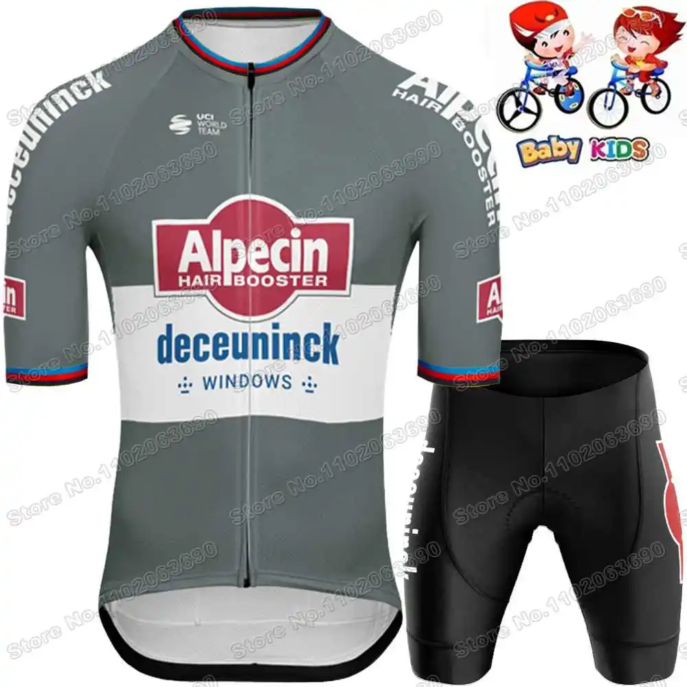Kids Alpecin Deceuninck Cycling Jersey Set Mathieu van der Poel Boys Girls Cycling Clothing Children Road Bike Shirt Pants