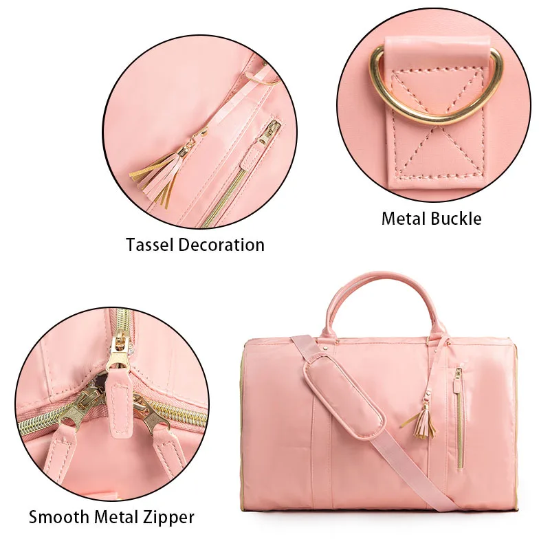 New Design Leather 2 in 1 Convertible Folding Shoes Compartment Luggage Duffle Garment Duffel Bag 2