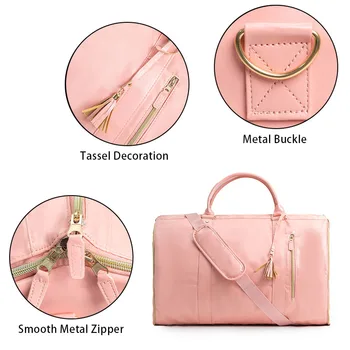New Design Leather 2 in 1 Convertible Folding Shoes Compartment Luggage Duffle Garment Duffel Bag 2