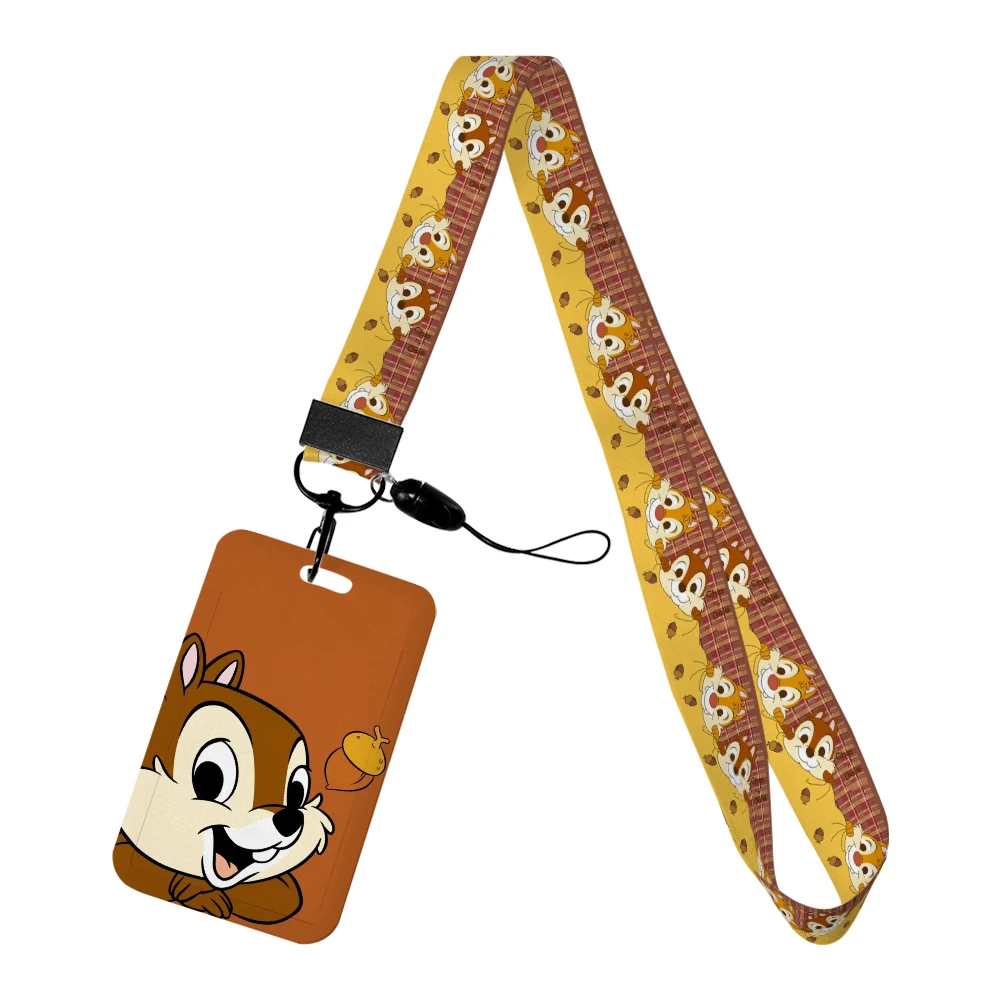 Disney Chip Dale Lanyards Keychain Cute Badge Holder ID Credit Card Hang Rope Bank Credit Card Holder Keys Accessories Gifts key holder card case holder