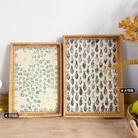 Rectangular Natural Shell Rattan Basket Creative Rattan Storage Tray Colorful Shell Storage Basket Fruit Dish Home Organizer 2