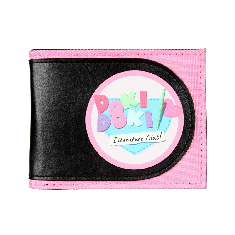 Pink double fold men's wallet, fashionable girls' card holder