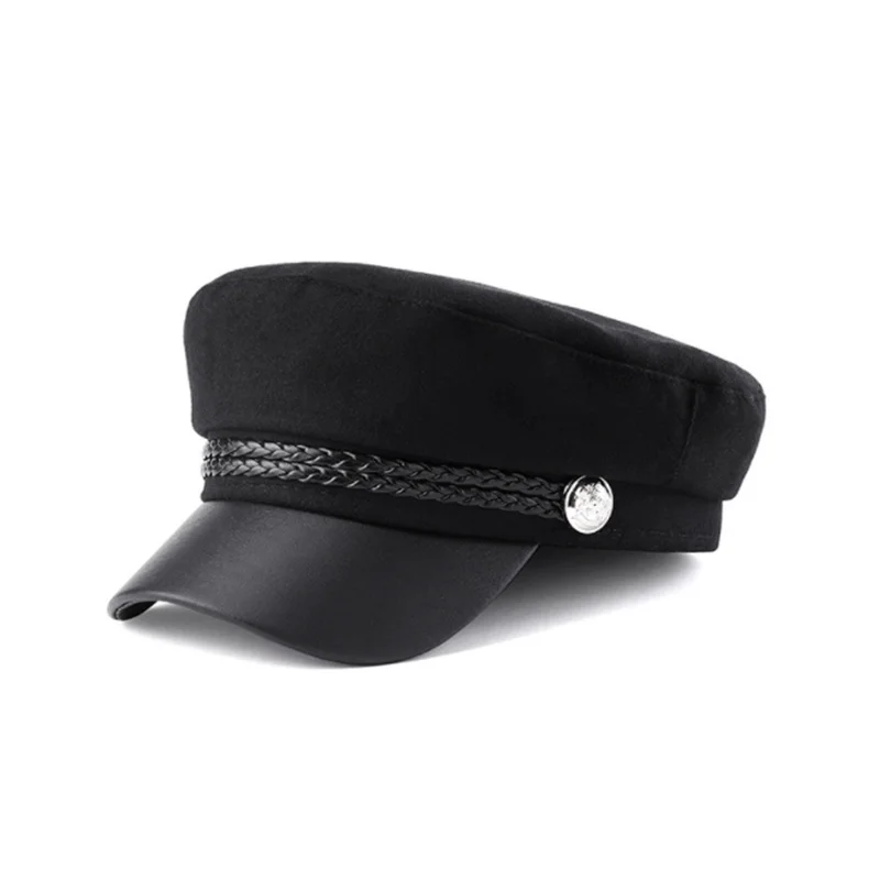 Casual Women Men Hat Spring Autumn Sailor Hats Ladies Beret Caps Flat Top Captain Cap Travel Cadet Octagonal Hat