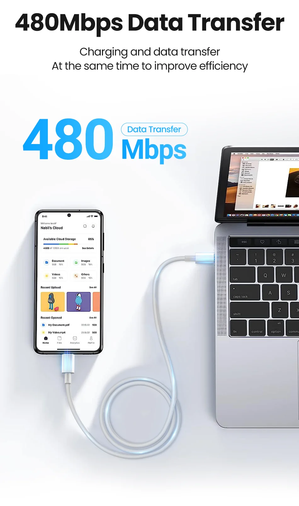 Rocoren pd 20w usb typ c kabel für iphone 15 pro max USB-C schnell ladegerät für macbook samsung xiaomi typ-c usbc kabel – Detail 7