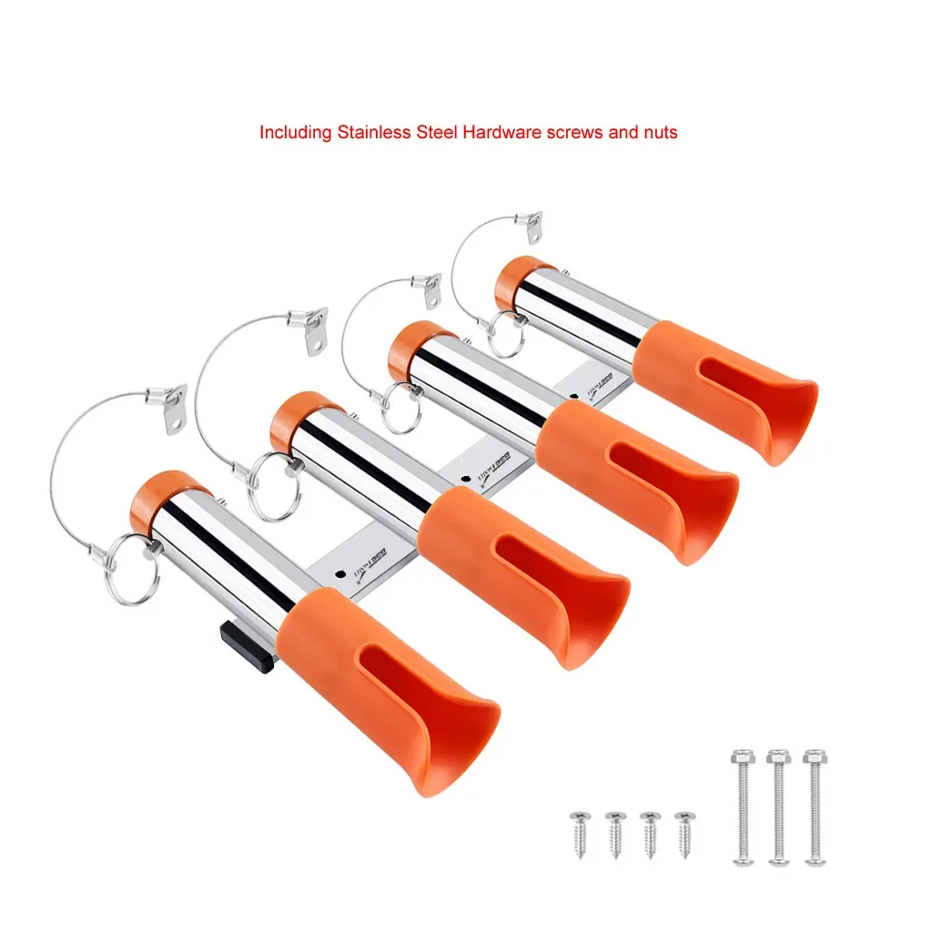 Marine Accessories 4 Tubes Link Slotted Rod Holders Boat Fishing Rod Rack Holder Pole Tube Mount Bracket 316 Stainless Steel