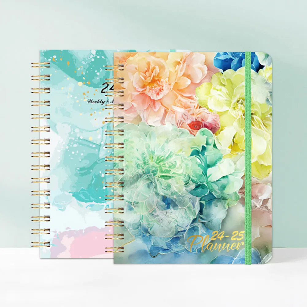Agenda A5 Notebook Spiral Bound Diary Planner with Monthly Tabs Calendar Planner for Office School Kids and Adult Gift